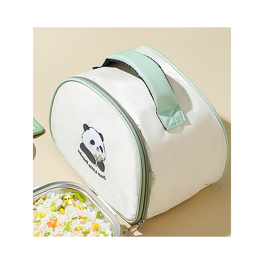 Little Surprise Box, Happy Panda medium Size Stainless Steel Lunch Box /Tiffin with Insulated Matching Lunch Bag, stainless steel spoon and chopsticks for Kids and Adults