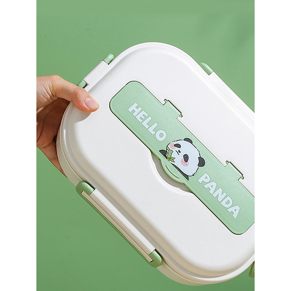 Little Surprise Box, Happy Panda medium Size Stainless Steel Lunch Box /Tiffin with Insulated Matching Lunch Bag, stainless steel spoon and chopsticks for Kids and Adults