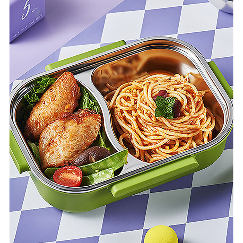 Little Surprise Box Green Bunny Ear themed  Stainless Steel Lunch Box with Bowl, chopsticks & Fork for Kids & Adults.