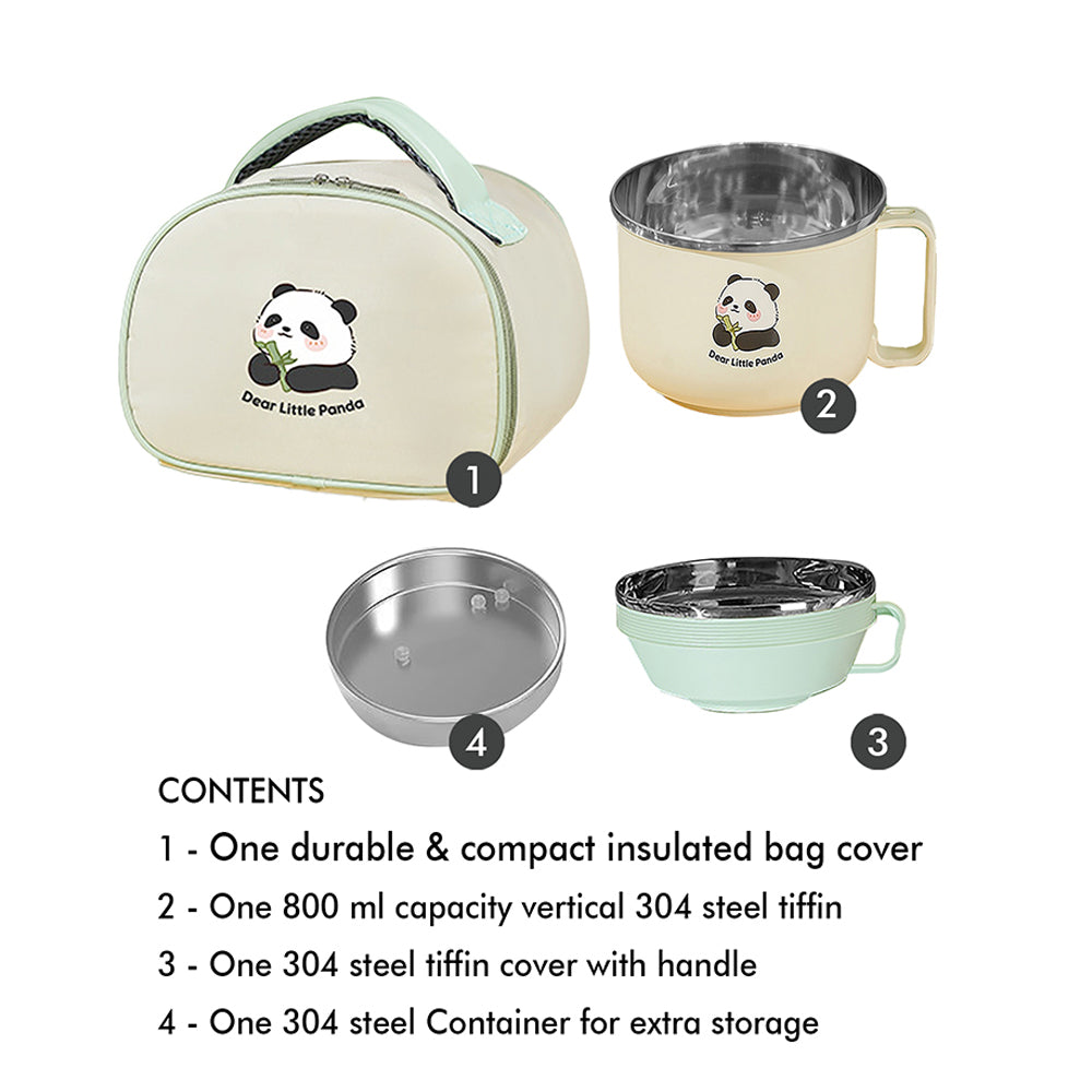 Little Surprise Box Happy Panda ,Dual Handle Soup and Noodles Lunch Box with matching Cover