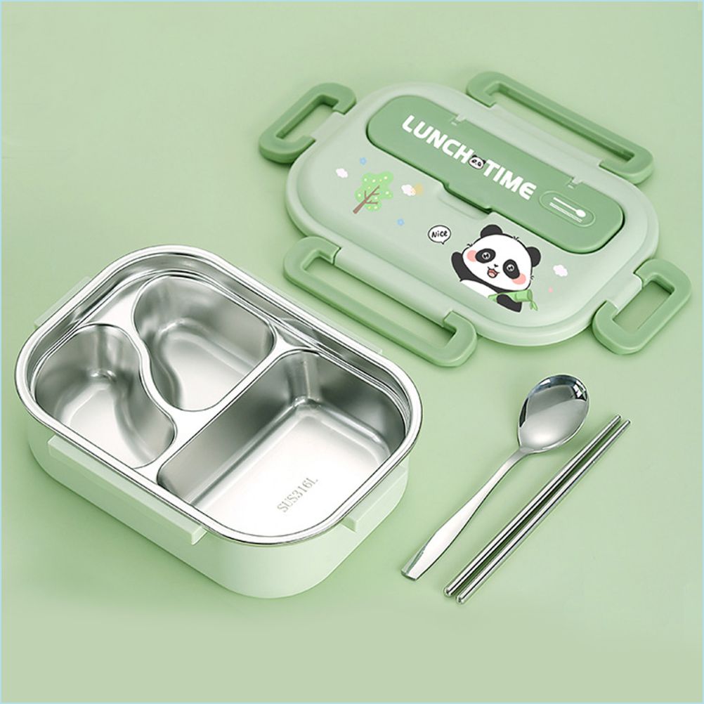 Mint Panda Lunch Time 2 pcs Stainless Steel Kids Lunch Box with matching Lunch Bag