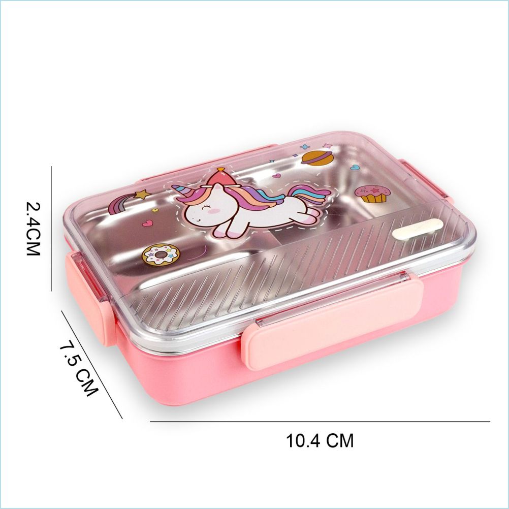 Pink Party Hat Unicorn Big Size Stainless Steel Kids Lunch Box