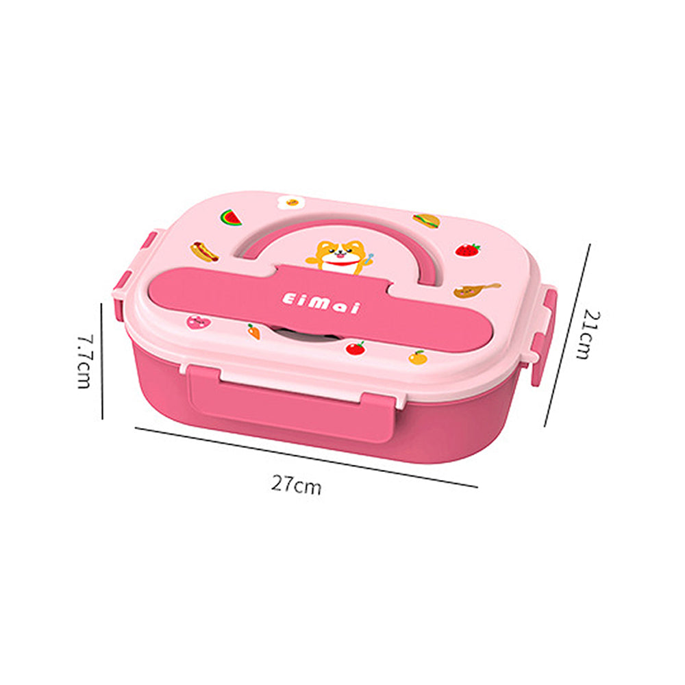 Little Surprise Box, Pink Foxy Big Size Stainless Steel Lunch Box /Tiffin with Insulated Matching Lunch Bag, stainless steel spoon and chopsticks for Kids and Adults