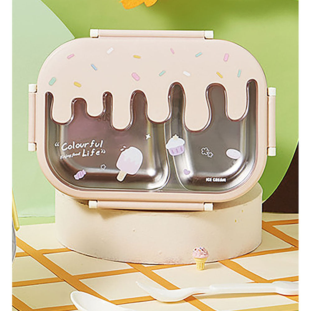 Little Surprise Box Pink Icecream Drip Big Size Stainless Steel Lunch Box  for Kids & Adults, 1300ml