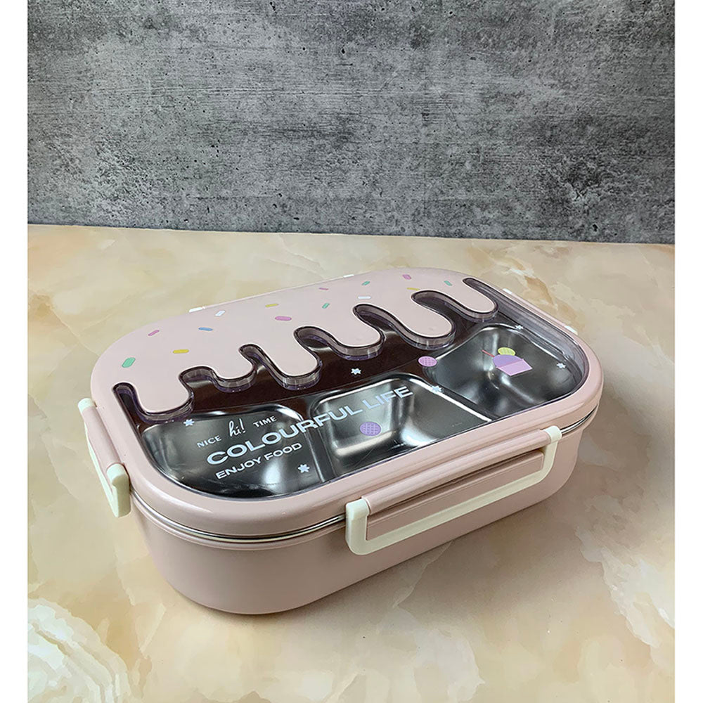 Little Surprise Box Pink Icecream Drip Big Size Stainless Steel Lunch Box  for Kids & Adults, 1300ml