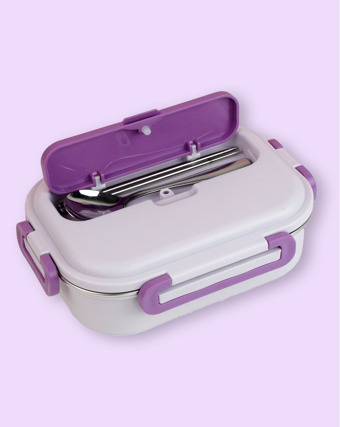 Purple Lunch Time 2 pcs Stainless Steel Kids Lunch Box with matching Lunch Bag