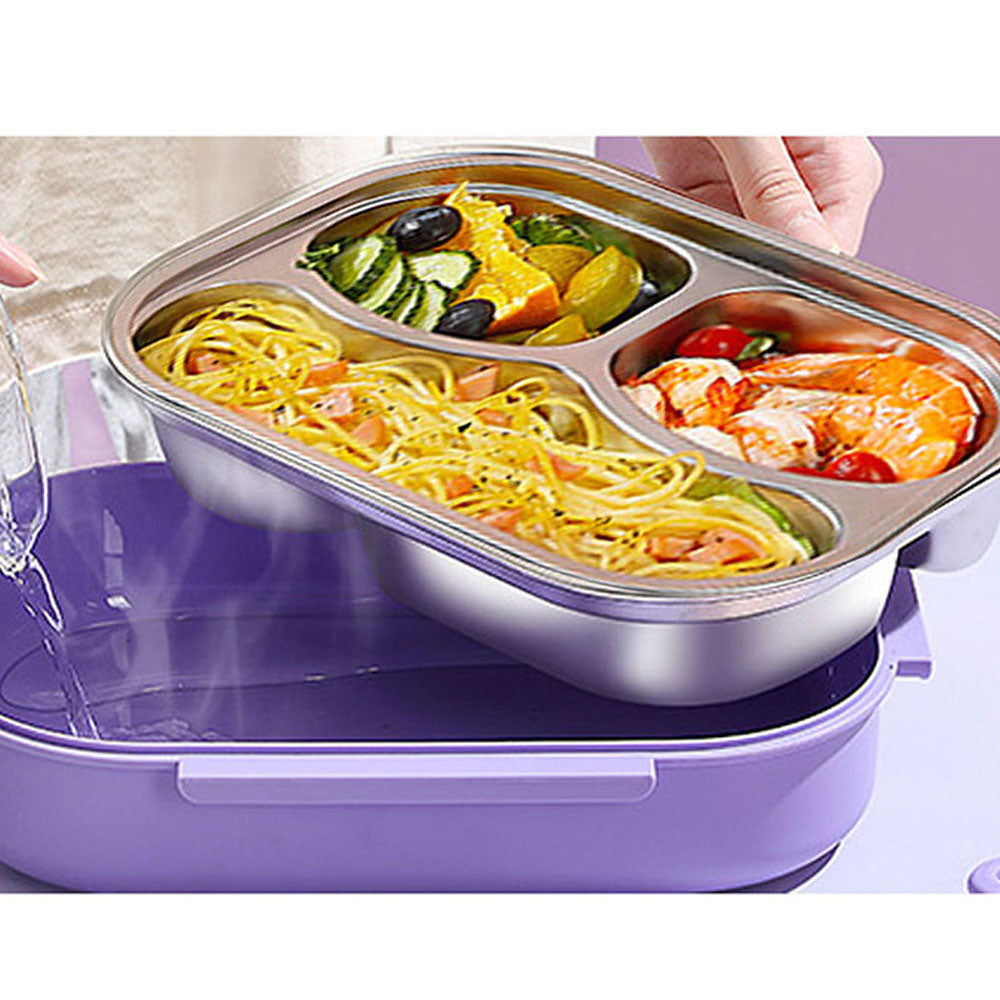 Little Surprise Box Purple Teddy Medium Size Size Stainless Steel Lunch Box /Tiffin with Insulated Matching Lunch Bag, stainless steel spoon and chopsticks for Kids & Adults, 1000 ml