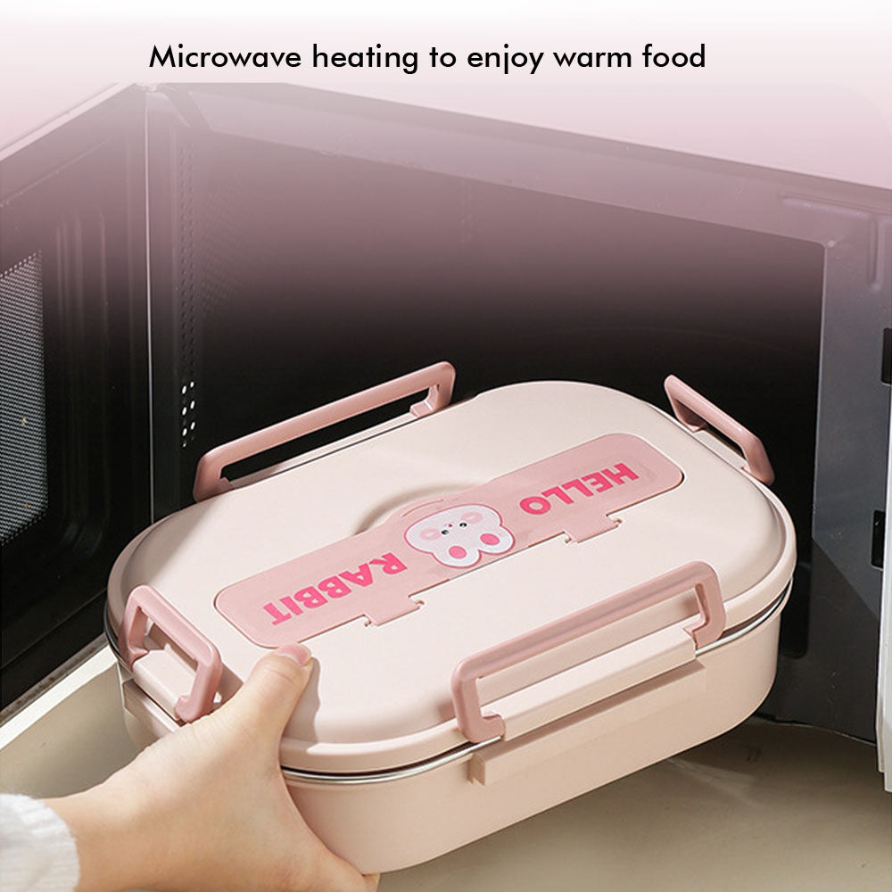 Little Surprise Box Big Size Stainless Steel Lunch Box /Tiffin With Insulated Matching Lunch Bag For Kids And Adults, Pink Rabbit