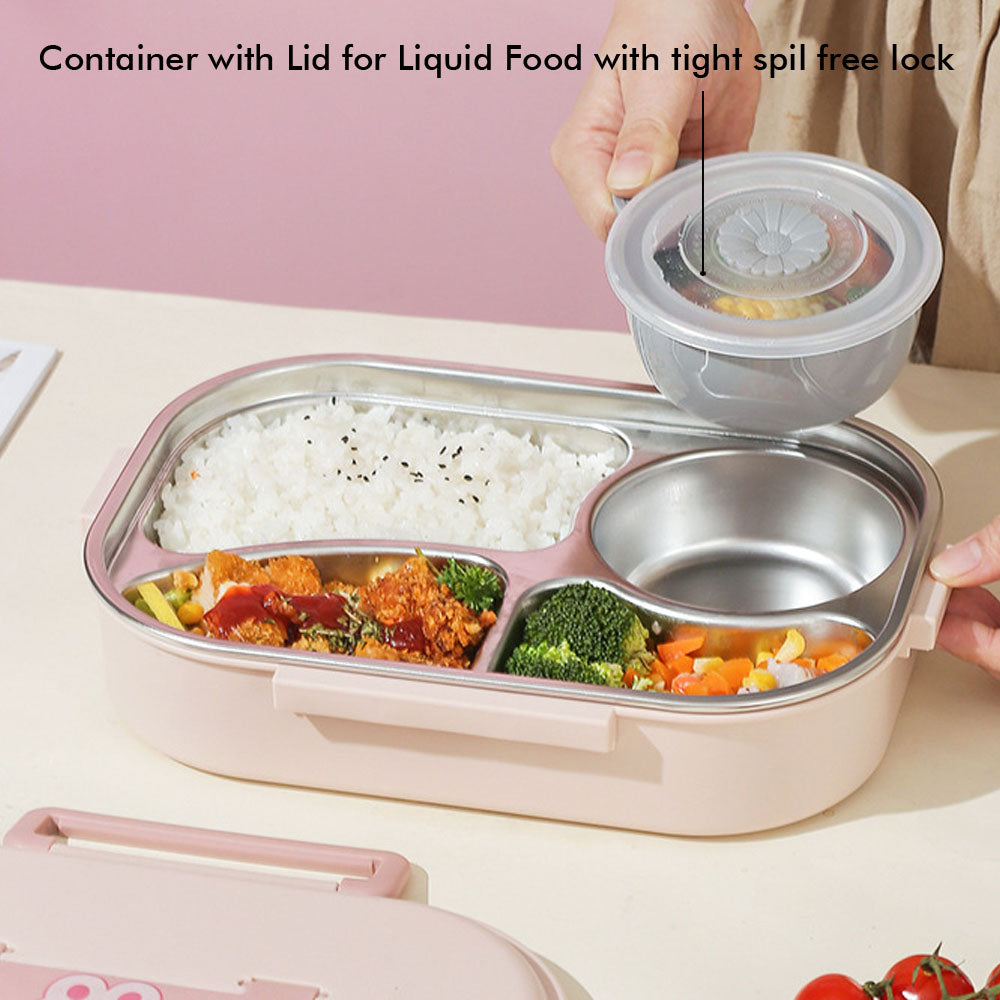 Little Surprise Box Big Size Stainless Steel Lunch Box /Tiffin With Insulated Matching Lunch Bag For Kids And Adults, Pink Rabbit