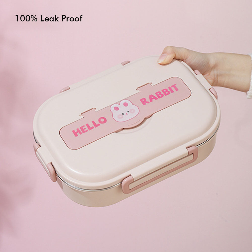 Little Surprise Box Big Size Stainless Steel Lunch Box /Tiffin With Insulated Matching Lunch Bag For Kids And Adults, Pink Rabbit