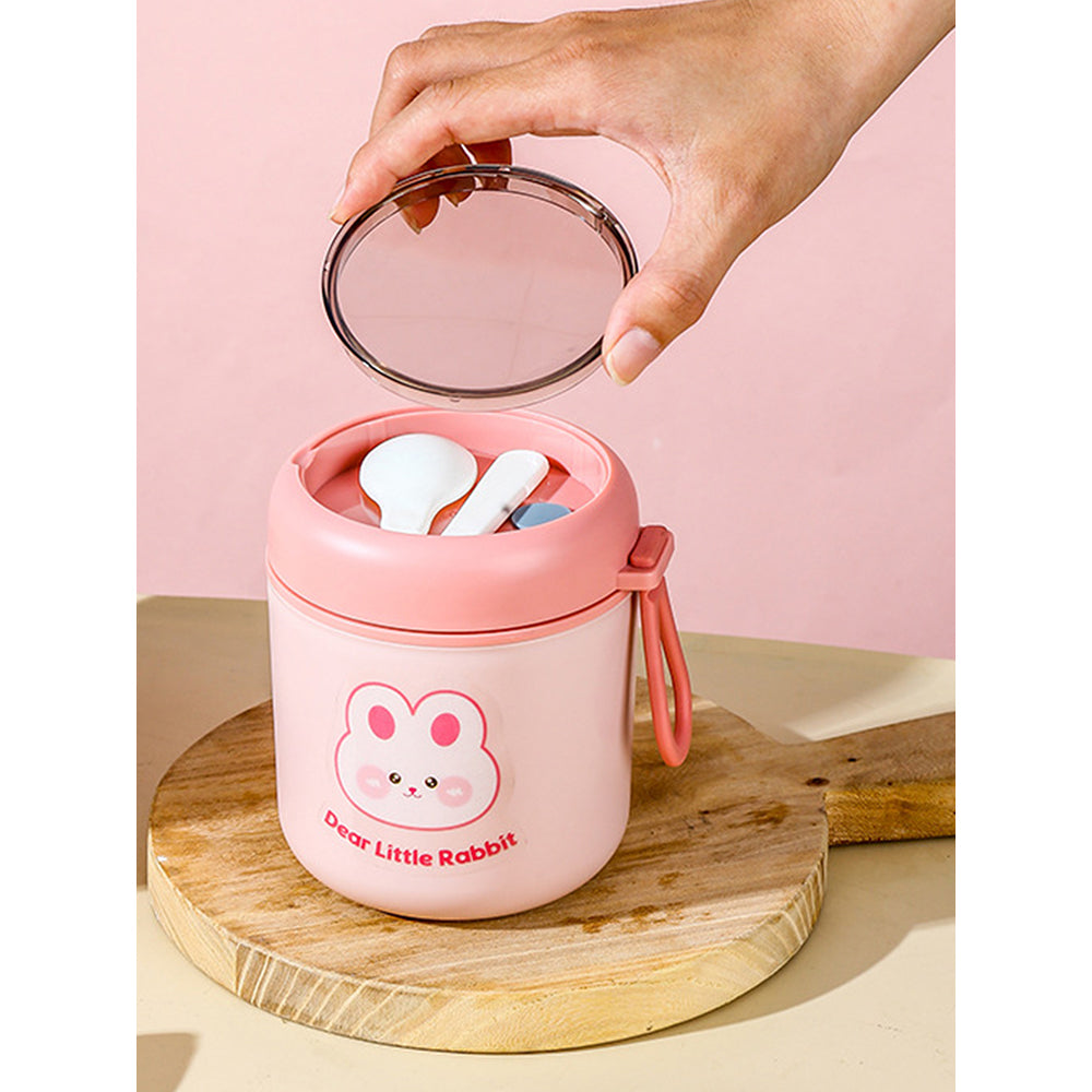 Little Surprise Box Pink Rabbit, Stainless Steel Soup Box /Tiffin with Insulated Vertical Tiffin Bag with detachable Spoon for Kids and Adults.