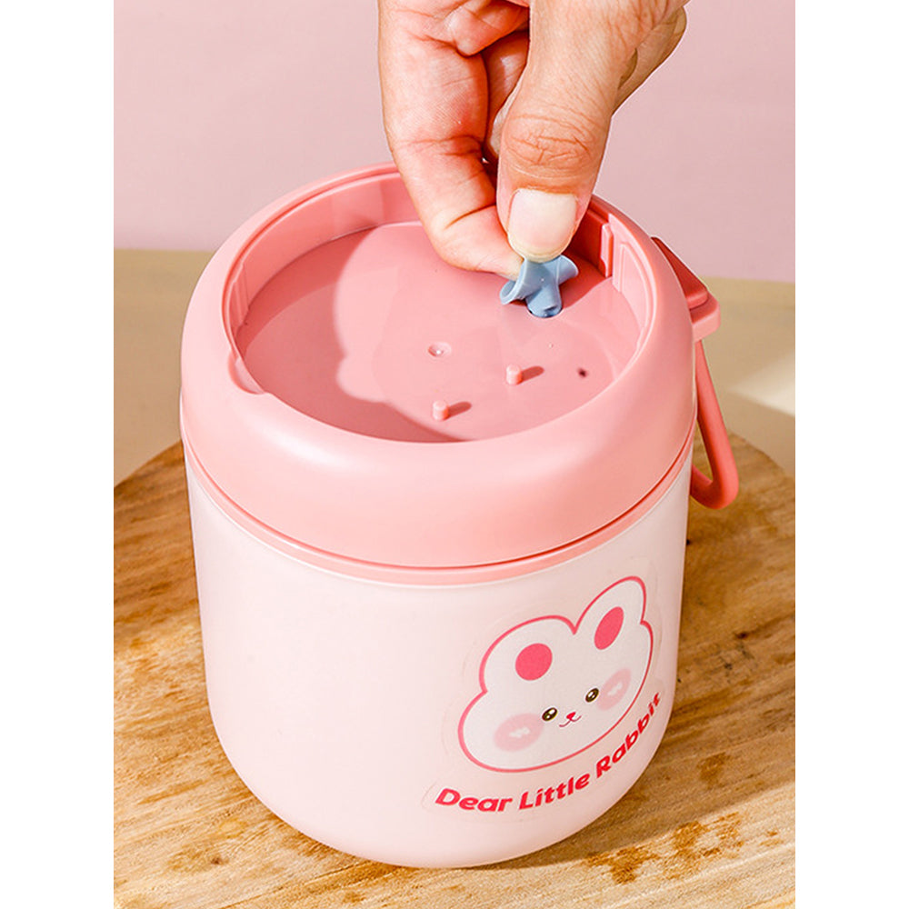 Little Surprise Box Pink Rabbit, Stainless Steel Soup Box /Tiffin with Insulated Vertical Tiffin Bag with detachable Spoon for Kids and Adults.