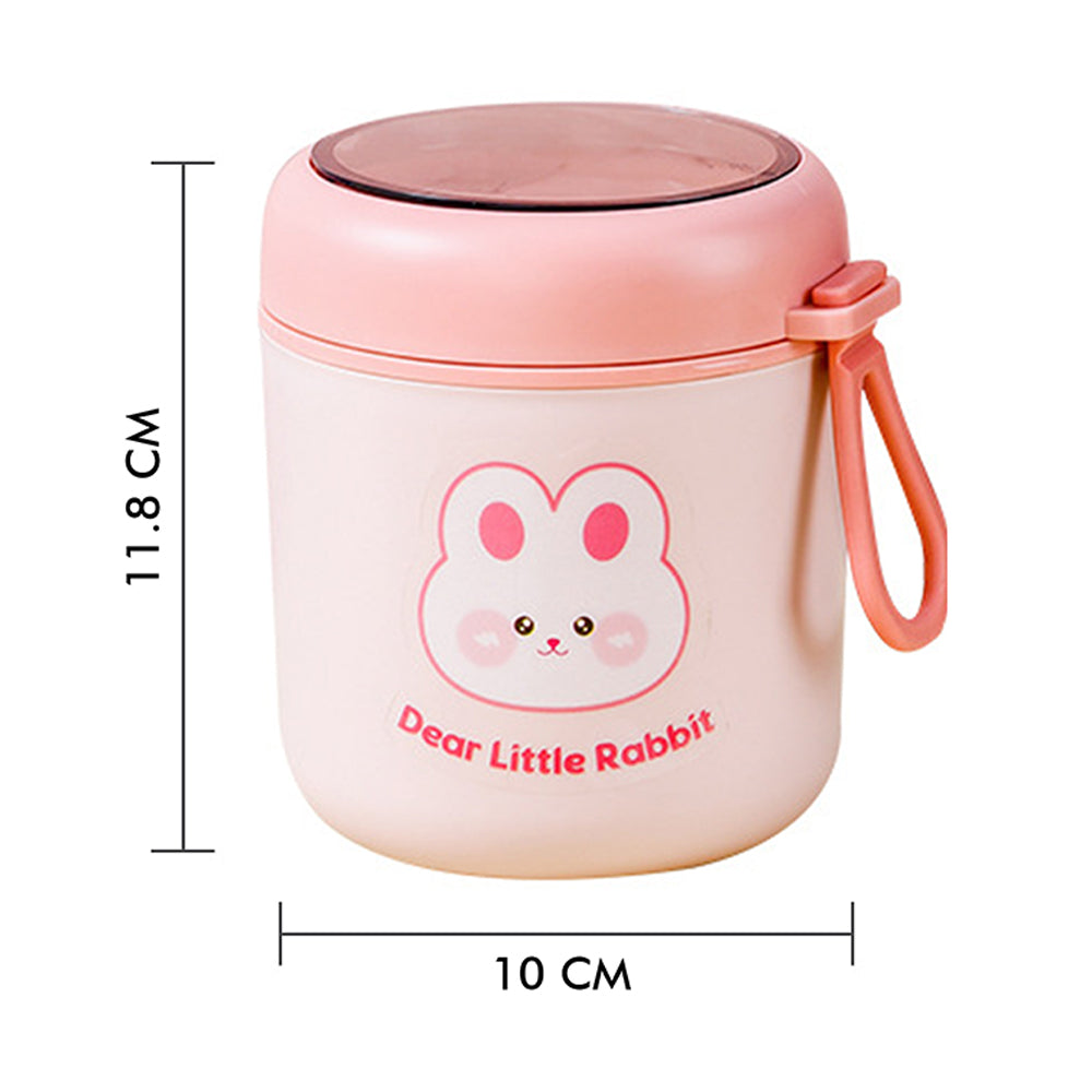 Little Surprise Box Pink Rabbit, Stainless Steel Soup Box /Tiffin with Insulated Vertical Tiffin Bag with detachable Spoon for Kids and Adults.