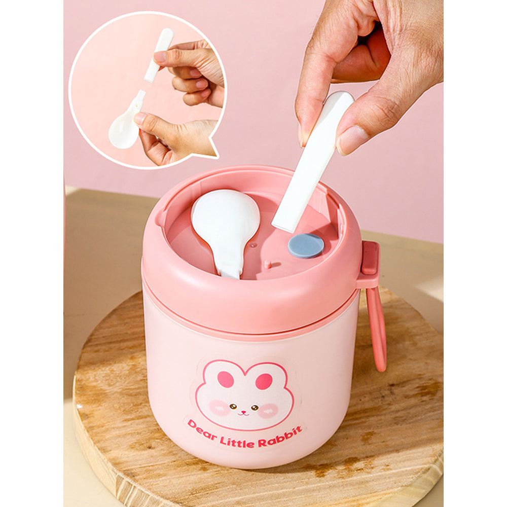 Little Surprise Box Pink Rabbit, Stainless Steel Soup Box /Tiffin with Insulated Vertical Tiffin Bag with detachable Spoon for Kids and Adults.