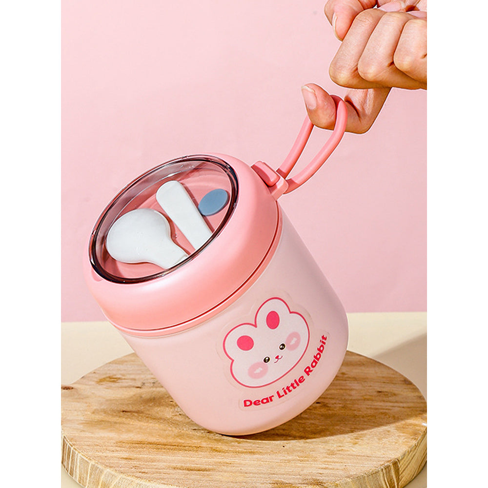 Little Surprise Box Pink Rabbit, Stainless Steel Soup Box /Tiffin with Insulated Vertical Tiffin Bag with detachable Spoon for Kids and Adults.