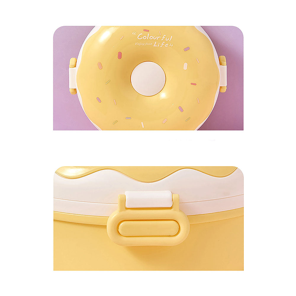 Little Surprise Box Yellow Donut Medium Size, Stainless Steel Lunch Box with spoon and Fork for Kids & Adults, 300ml