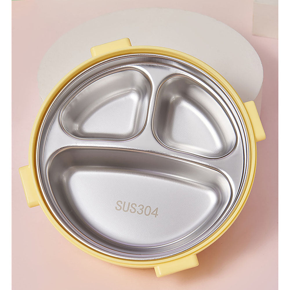 Little Surprise Box Yellow Donut Medium Size, Stainless Steel Lunch Box with spoon and Fork for Kids & Adults, 300ml