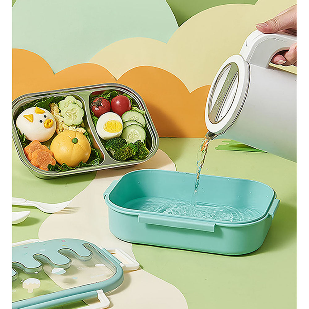 Little Surprise Box Teal Icecream Drip Big Size Stainless Steel Lunch Box with  for Kids & Adults, 1300ml