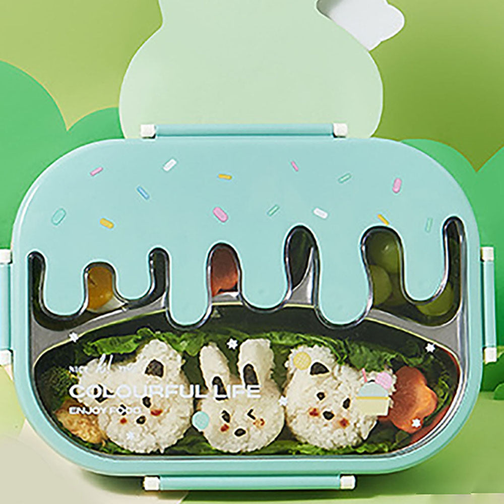 Little Surprise Box Teal Icecream Drip Big Size Stainless Steel Lunch Box with  for Kids & Adults, 1300ml