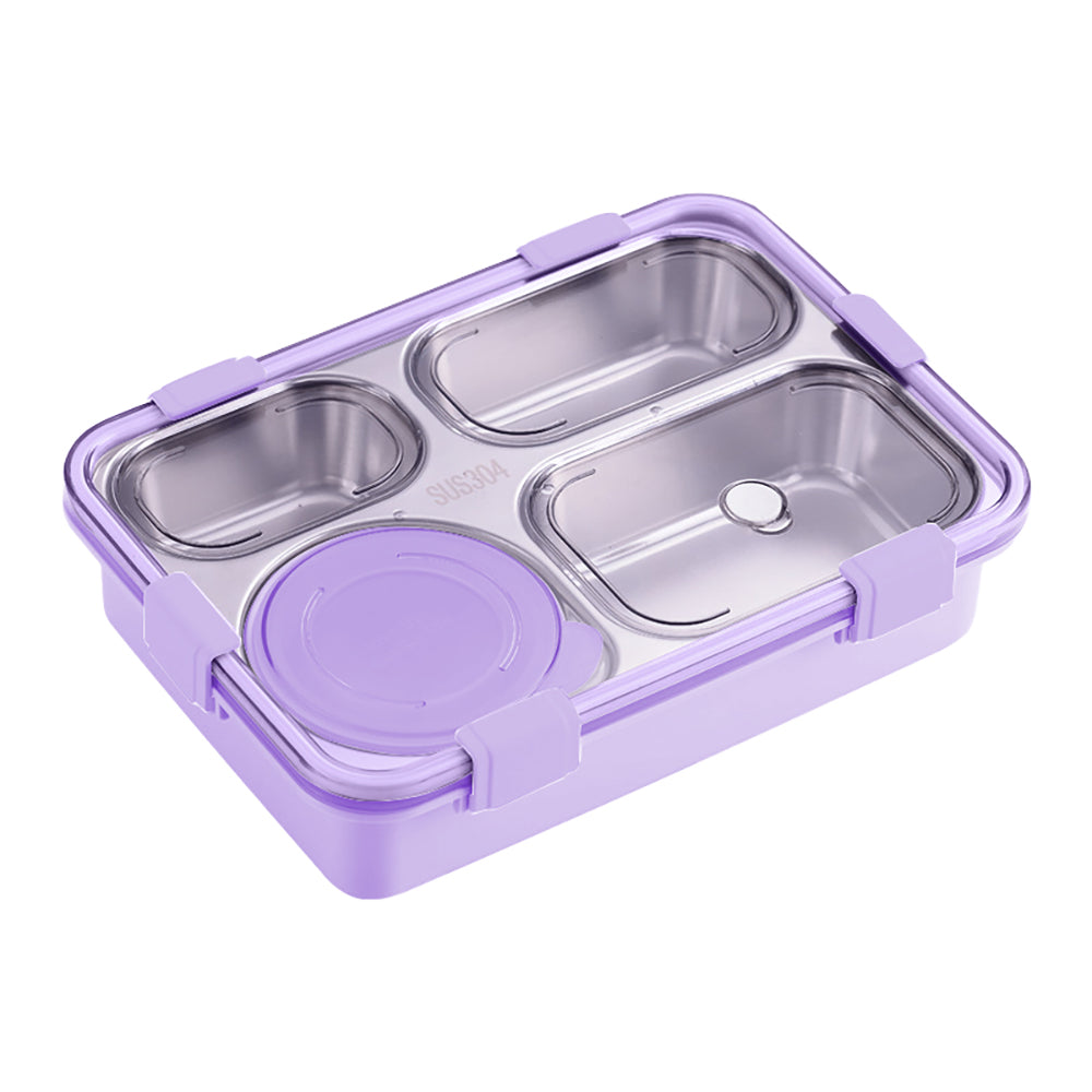 Little Surprise Box Purple Transparent Lid Double Lock Stainless Steel Lunch /Tiffin Box for Kids.