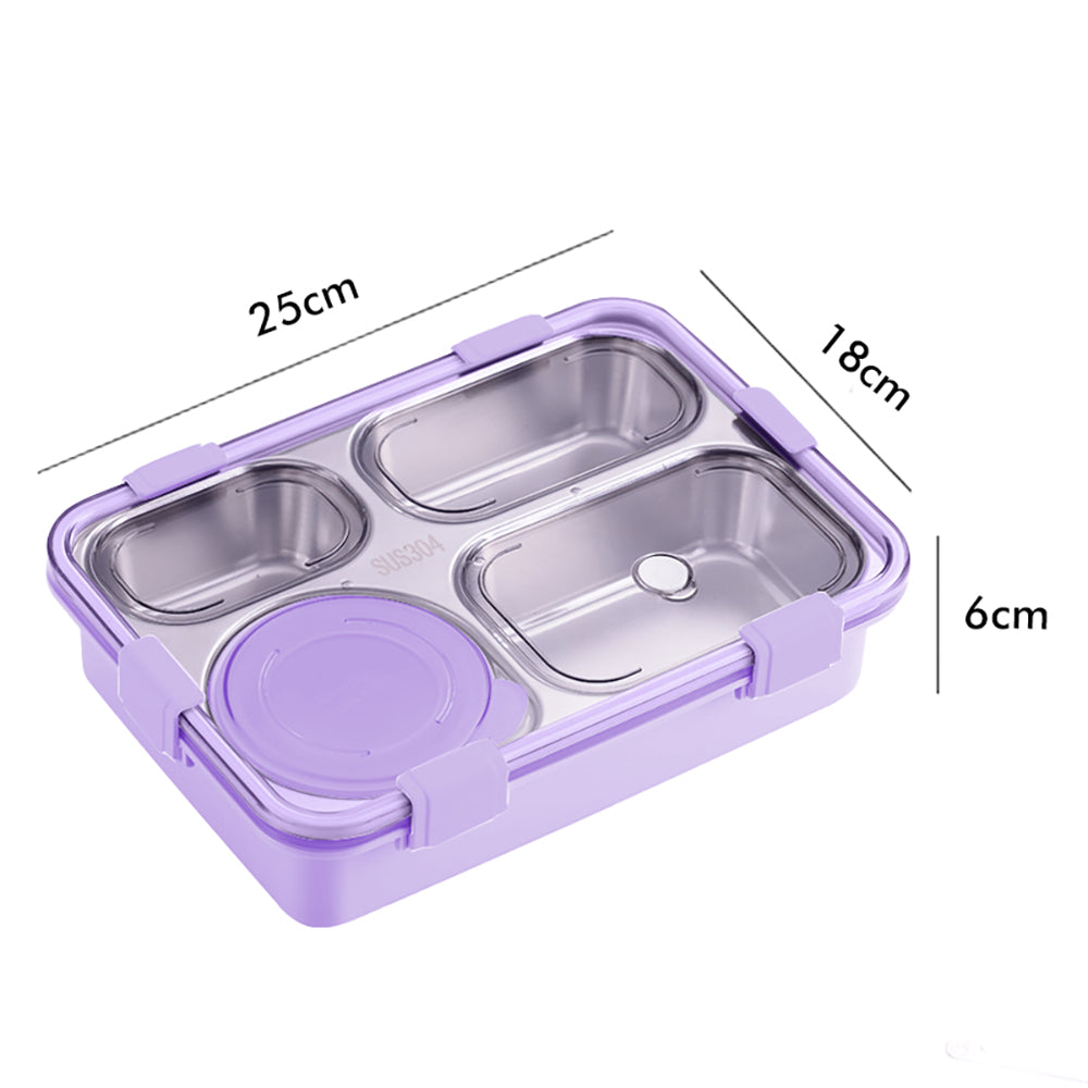 Little Surprise Box Purple Transparent Lid Double Lock Stainless Steel Lunch /Tiffin Box for Kids.