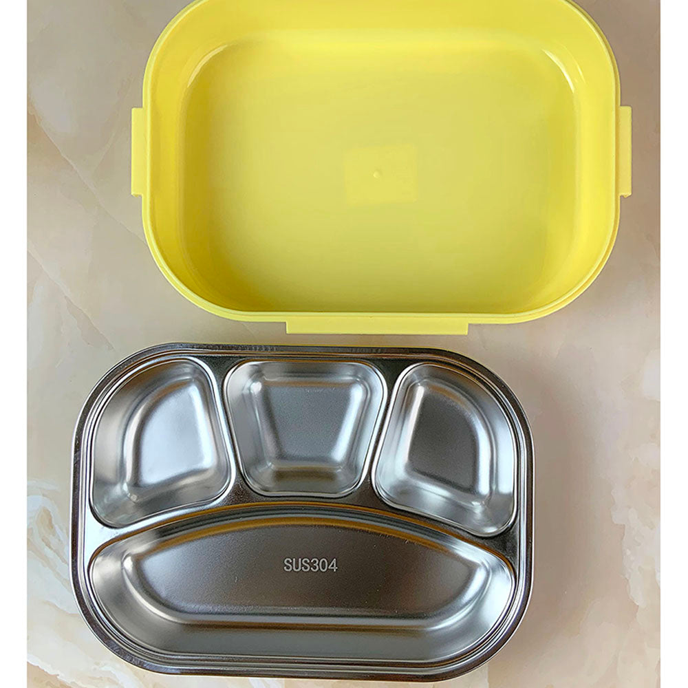 Little Surprise Box Yellow Icecream Drip Big Size Stainless Steel Lunch Box with  for Kids & Adults, 1300ml