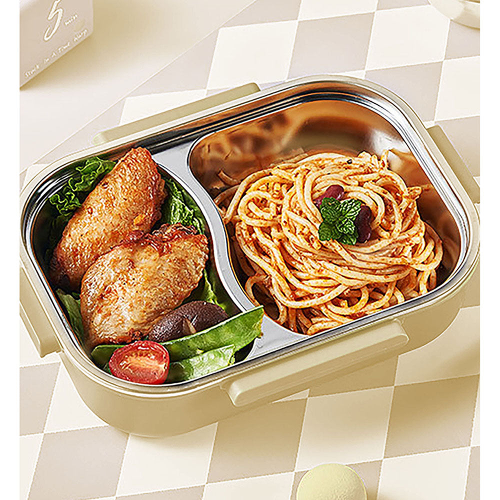 Little Surprise Box Yellow Bunny Ear themed  Stainless Steel Lunch Box with Bowl, chopsticks & Fork for Kids & Adults.