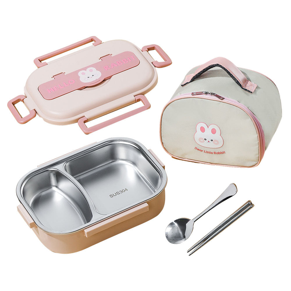 Pink Rabbit Medium Size Kids Lunch/Tiffin Box with Insulated Lunch Box Cover