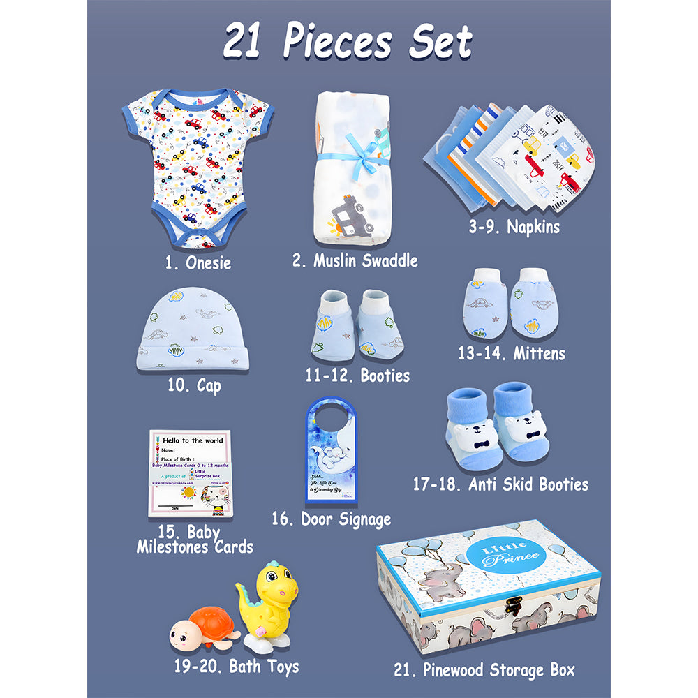 Little Surprise Box Newborn Little Prince Pinewood Gift Hamper Box Set (Blue)