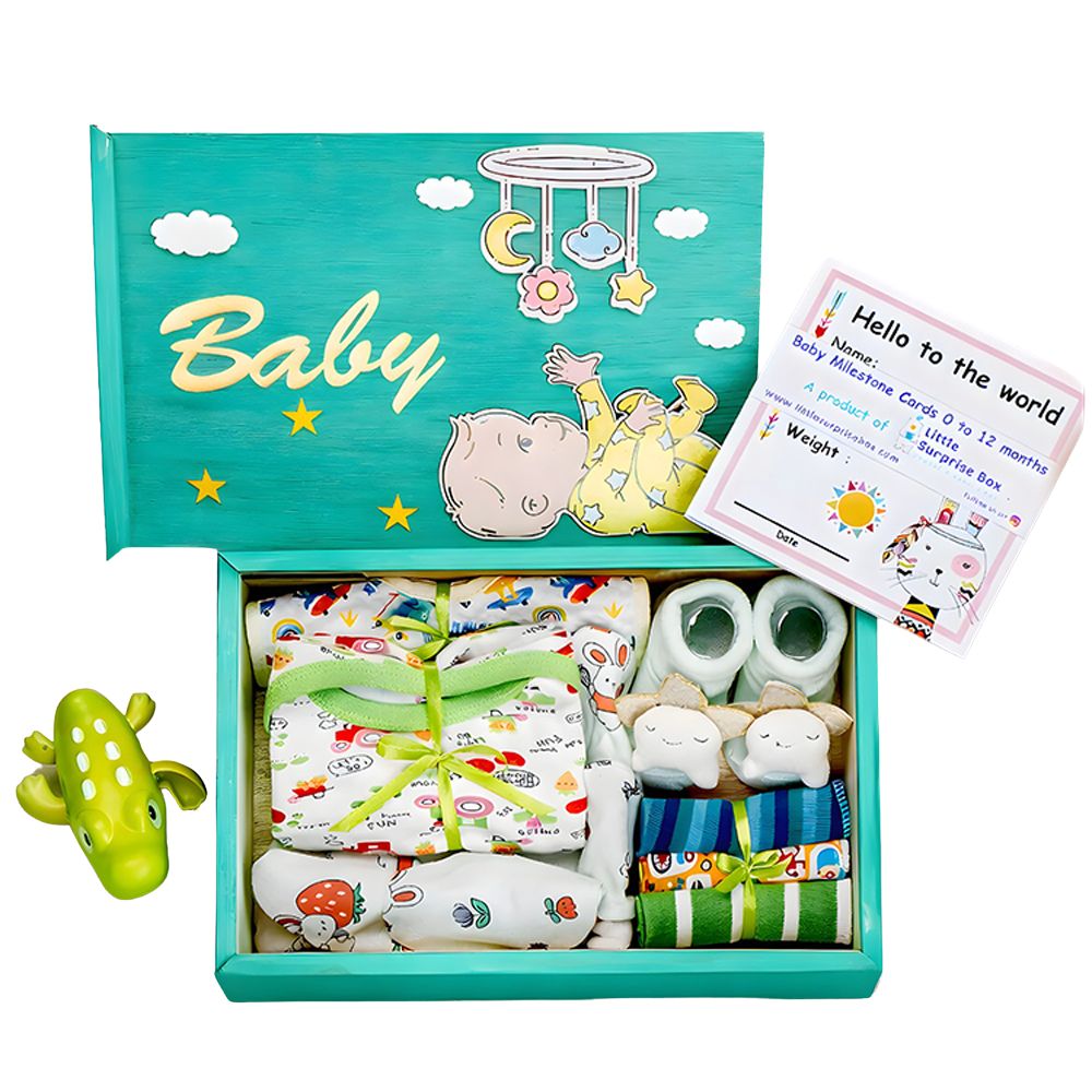 Little Surprise Box - Green Twinkle Star Newborn Hamper Gift Set