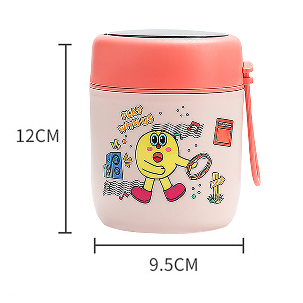 Little Surprise Box Pink Rockstar theme theme,Stainless Steel Soup/ Salad Tiffin Box  with Insulated Vertical Tiffin Bag with detachable Spoon for Kids.