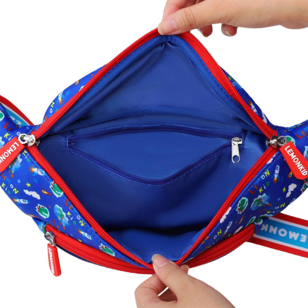 Little Surprise Box Space Blue Dinosaurs Cross-Body/ Fanny pack Hip Pouch For Kids