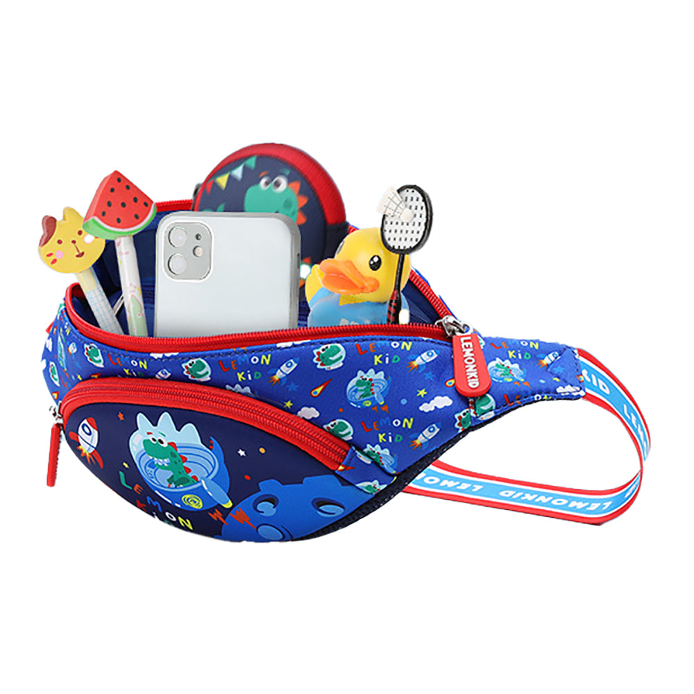 Little Surprise Box Space Blue Dinosaurs Cross-Body/ Fanny pack Hip Pouch For Kids