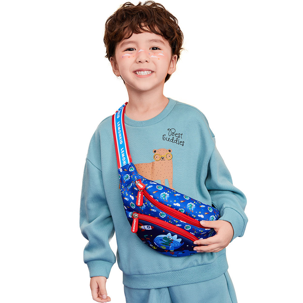 Little Surprise Box Space Blue Dinosaurs Cross-Body/ Fanny pack Hip Pouch For Kids