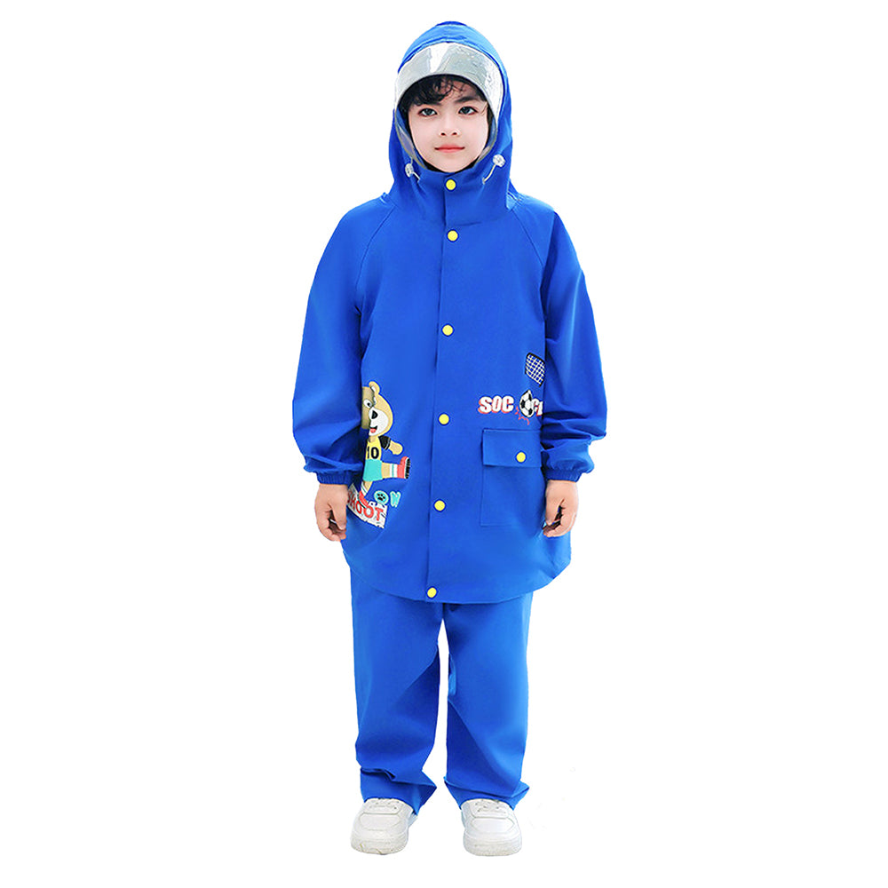 Little Surprise Box,2 Pcs Blue Astronaut Full Shirt And Full Pants Style Raincoat For Kids