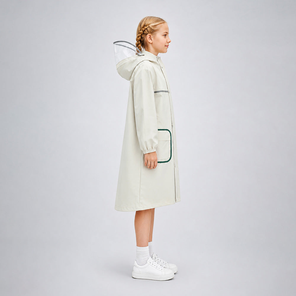 Pocket Patch long Length Raincoat for Kids & Teens