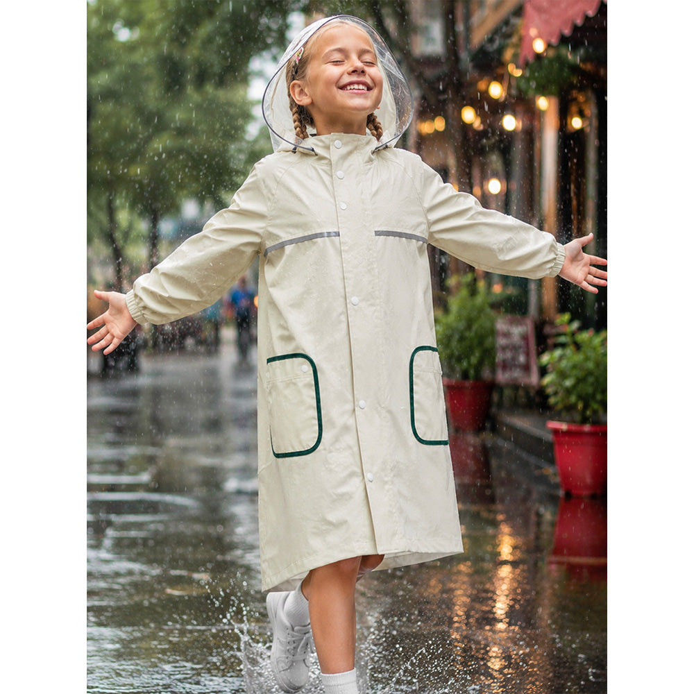 Pocket Patch long Length Raincoat for Kids & Teens