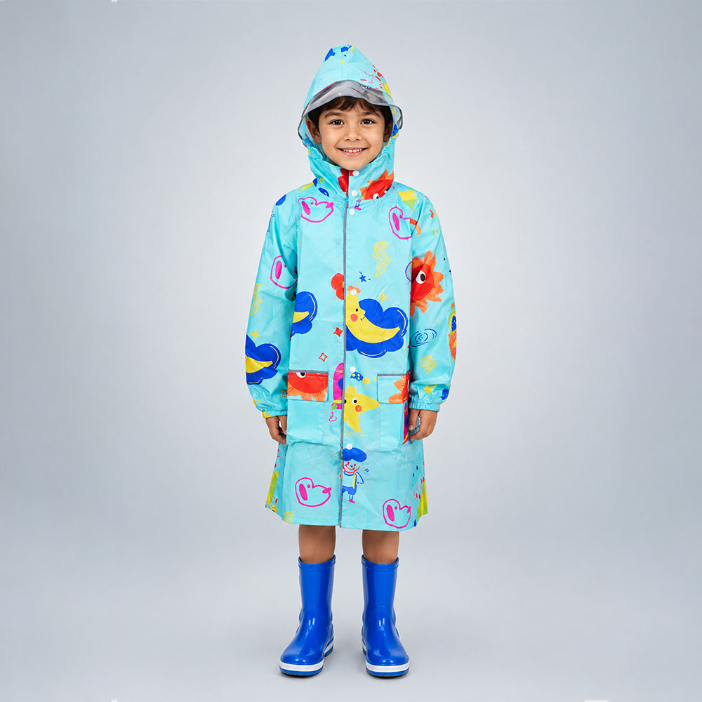 Sunshine Doodle  Knee-Length Raincoat for Kids - 4 to 8 Years