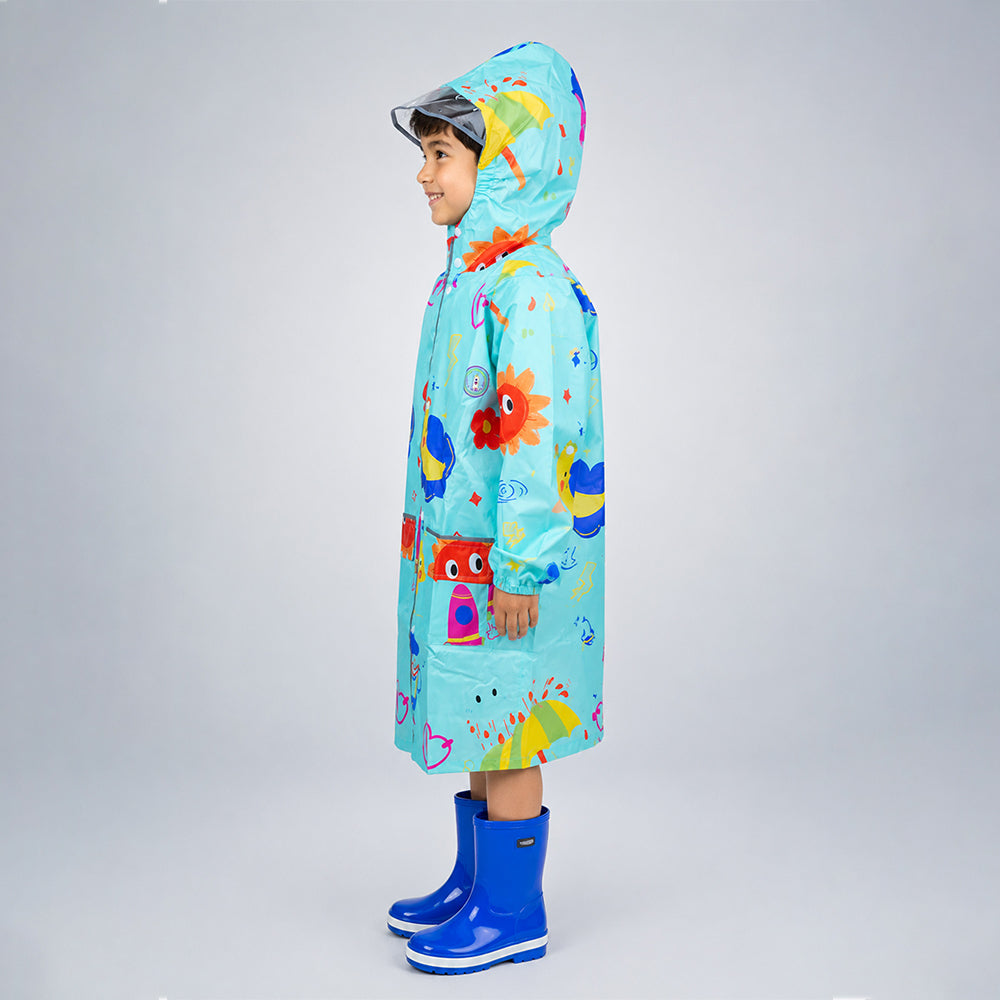 Sunshine Doodle  Knee-Length Raincoat for Kids - 4 to 8 Years