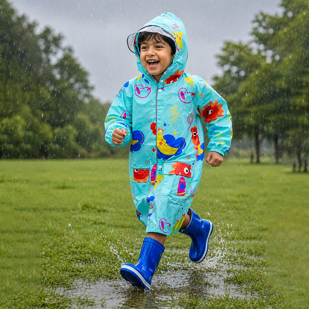 Sunshine Doodle  Knee-Length Raincoat for Kids - 4 to 8 Years