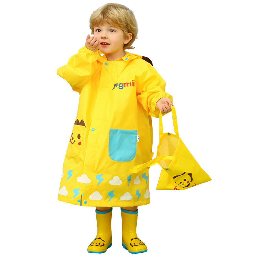 Cloudy 3d Lion bright Yellow Long Style Raincoat For Kids