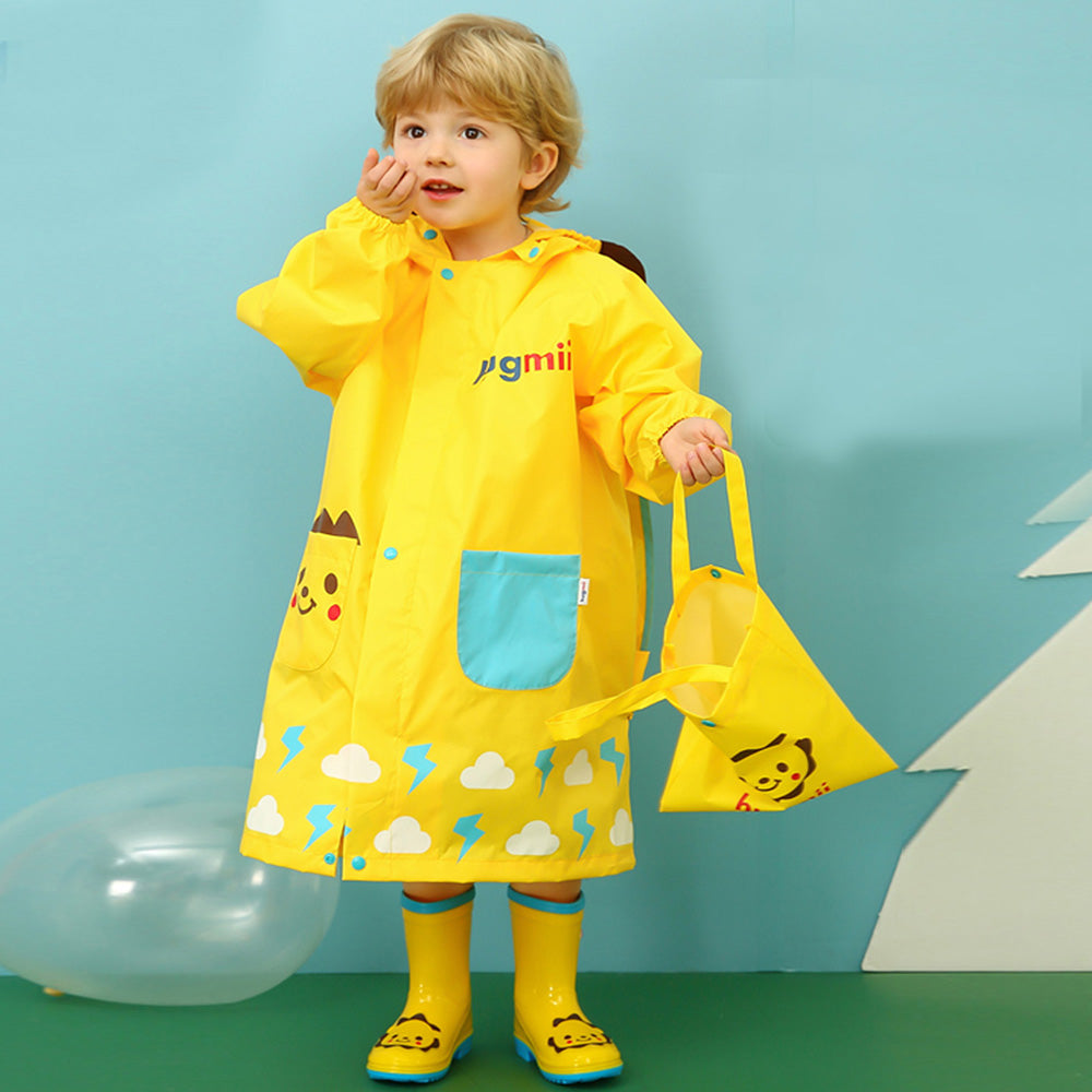Cloudy 3d Lion bright Yellow Long Style Raincoat For Kids