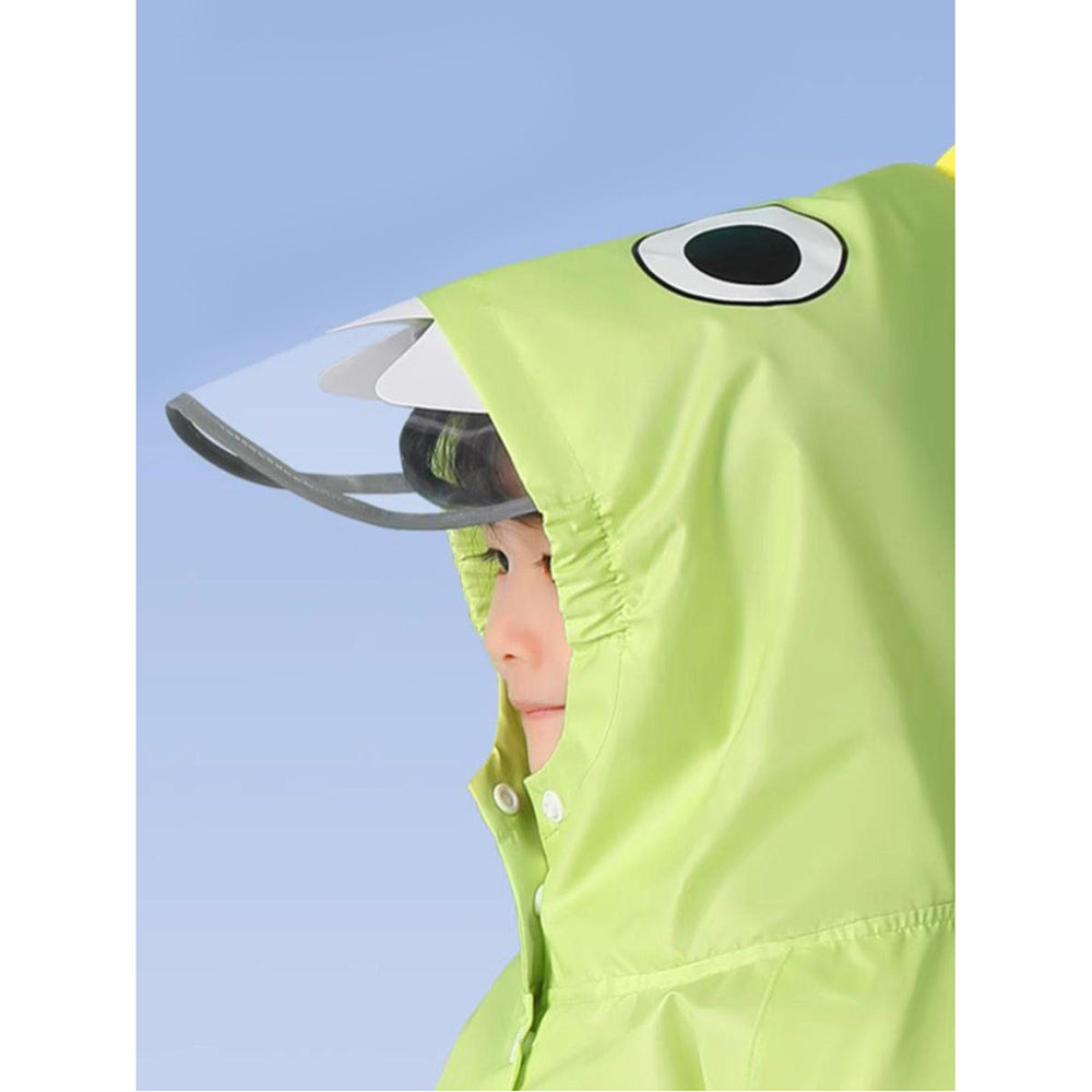 Little Surprise Box Fluorescent Green Dino Park Raincoat For Kids And Toddlers