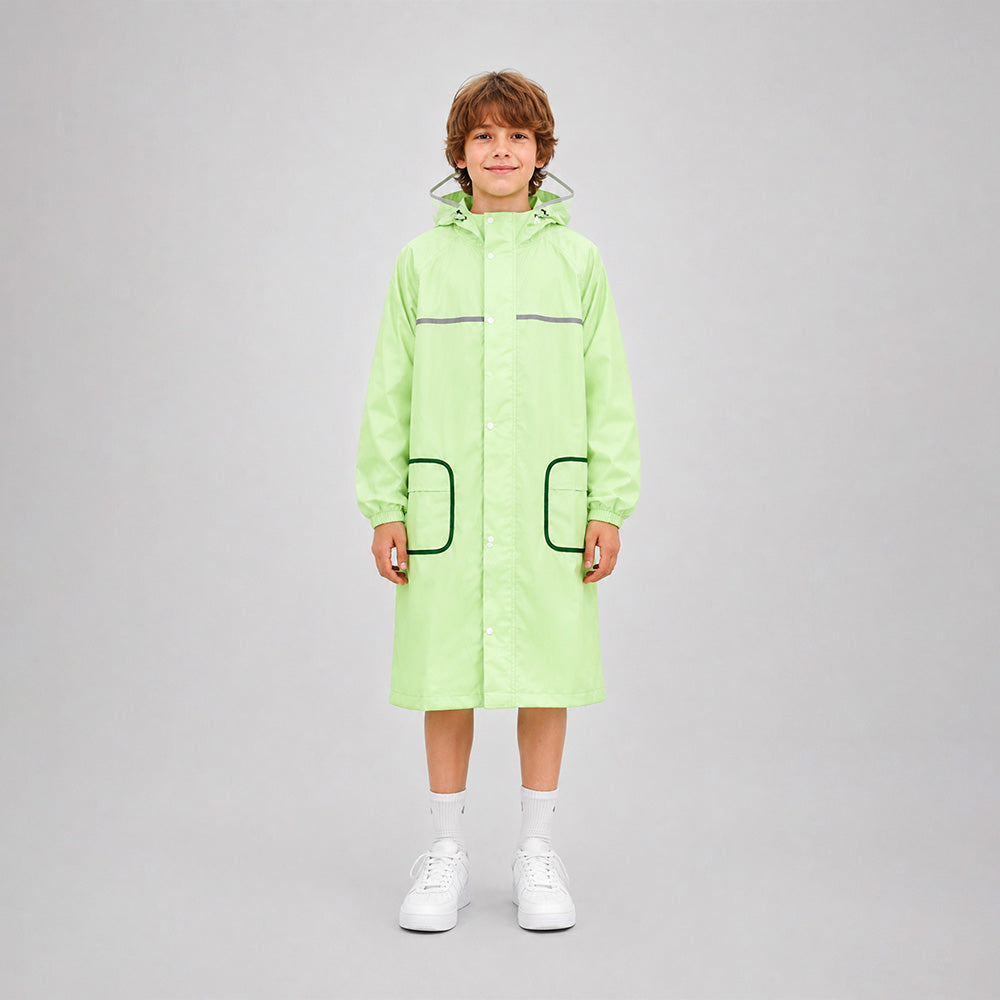 Pocket Patch long Length Raincoat for Kids & Teens
