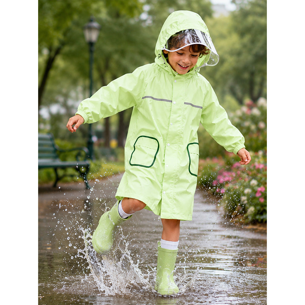 Pocket Patch long Length Raincoat for Kids & Teens
