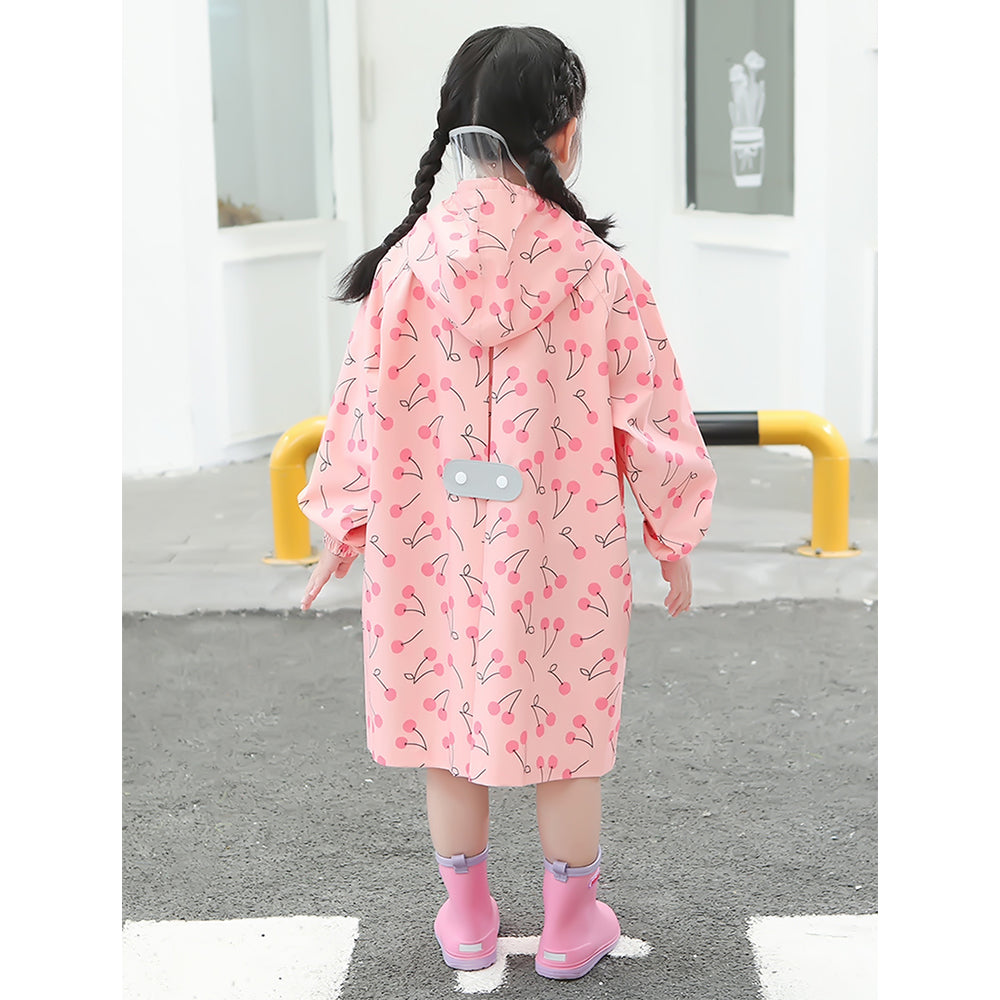Little Surprise Box, Merry Cherry Theme Knee Length Raincoat For Kids