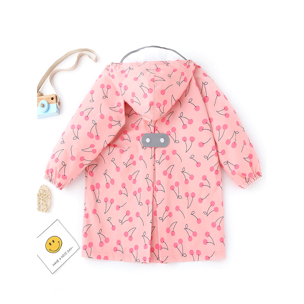 Little Surprise Box, Merry Cherry Theme Knee Length Raincoat For Kids