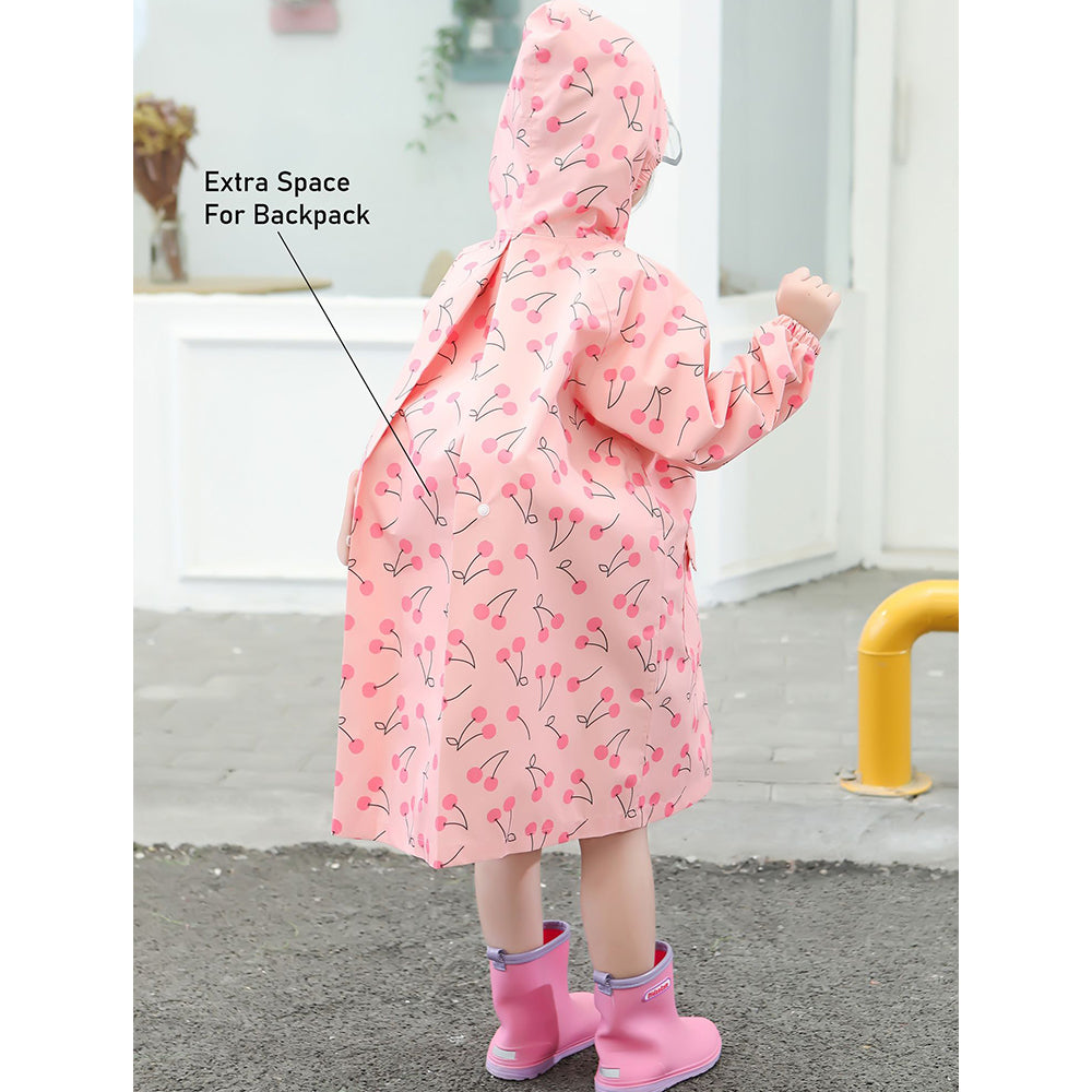 Little Surprise Box, Merry Cherry Theme Knee Length Raincoat For Kids