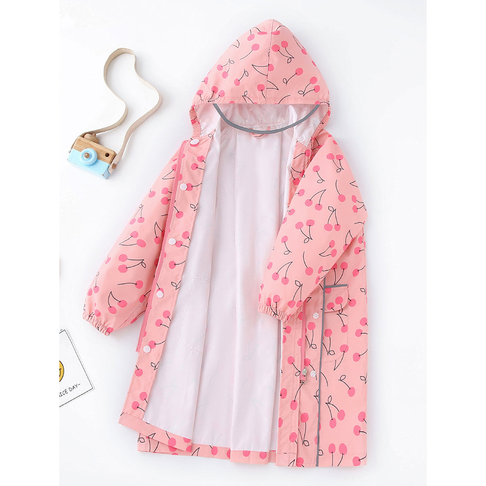 Little Surprise Box, Merry Cherry Theme Knee Length Raincoat For Kids