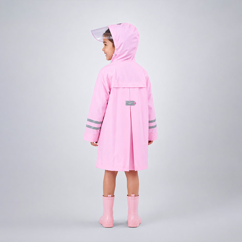 Minimal Pink & Purple Pocket Knee Length Raincoat for Kids - 4 to 8 Years